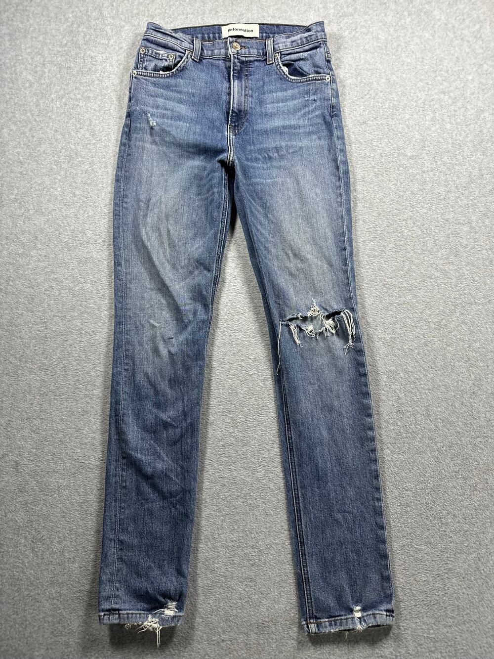 Reformation Hepburn High Rise Skinny Jean Women's 28 Rainier Medium Wash